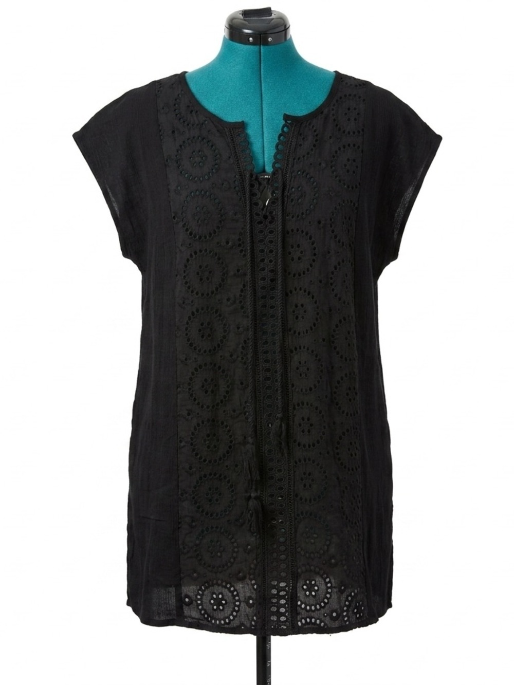 Kona Sol Black Eyelet Swim Coverup